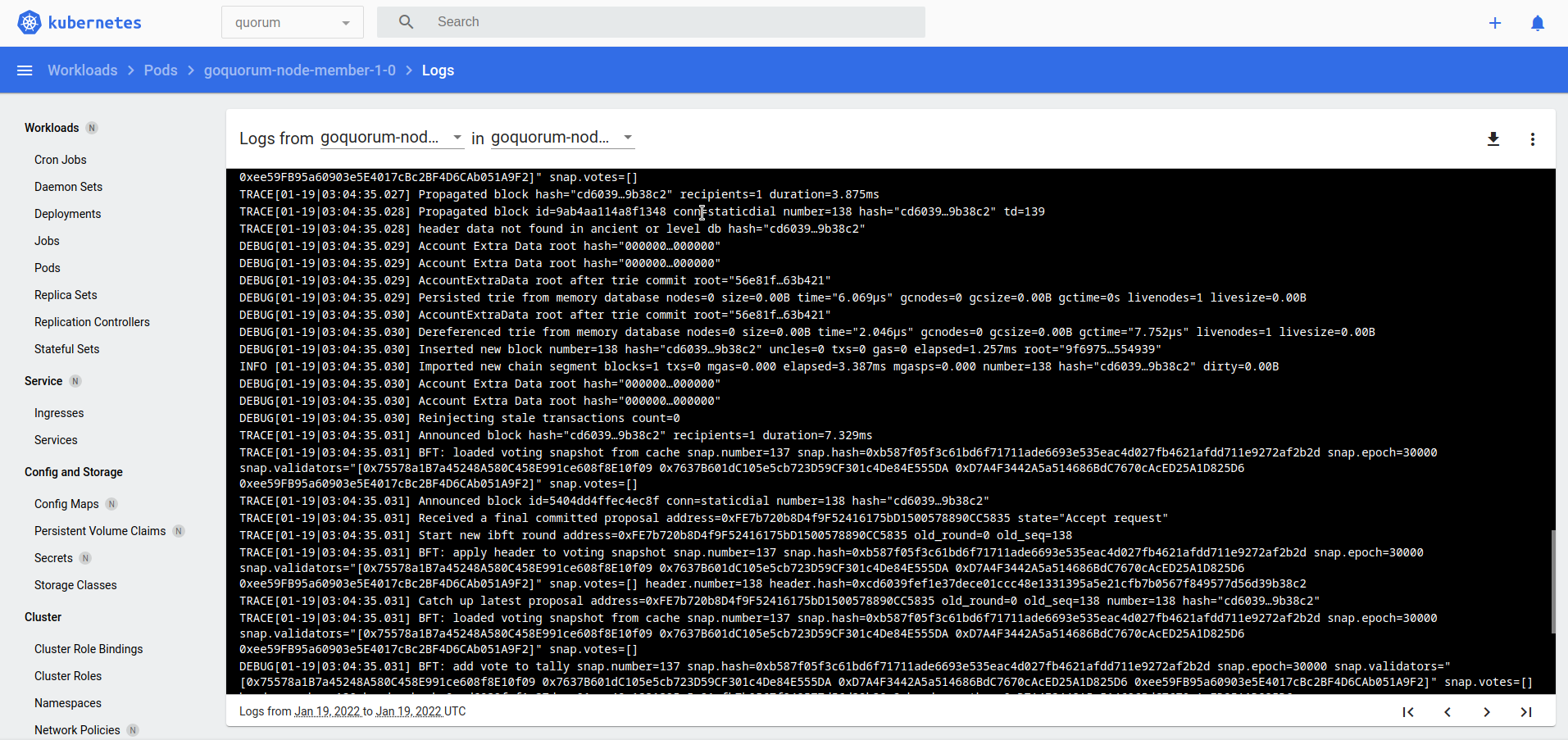 k8s-tx-quorum-logs